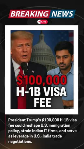 President Donald Trump’s new executive order imposes a $100,000 annual fee on H-1B visas, raising concerns for Indian IT companies, skilled professionals, and global innovation. Is this genuine immigration reform or a bargaining chip in U.S.–India trade talks? Watch this short update to understand the impact on jobs, students, and future opportunities. Read More: https://indoustribune.com/business/trump-h1b-visa-fee-immigration-trade-india/ #H1B #Trump #USIndiaRelations #TechNews #Immigration     