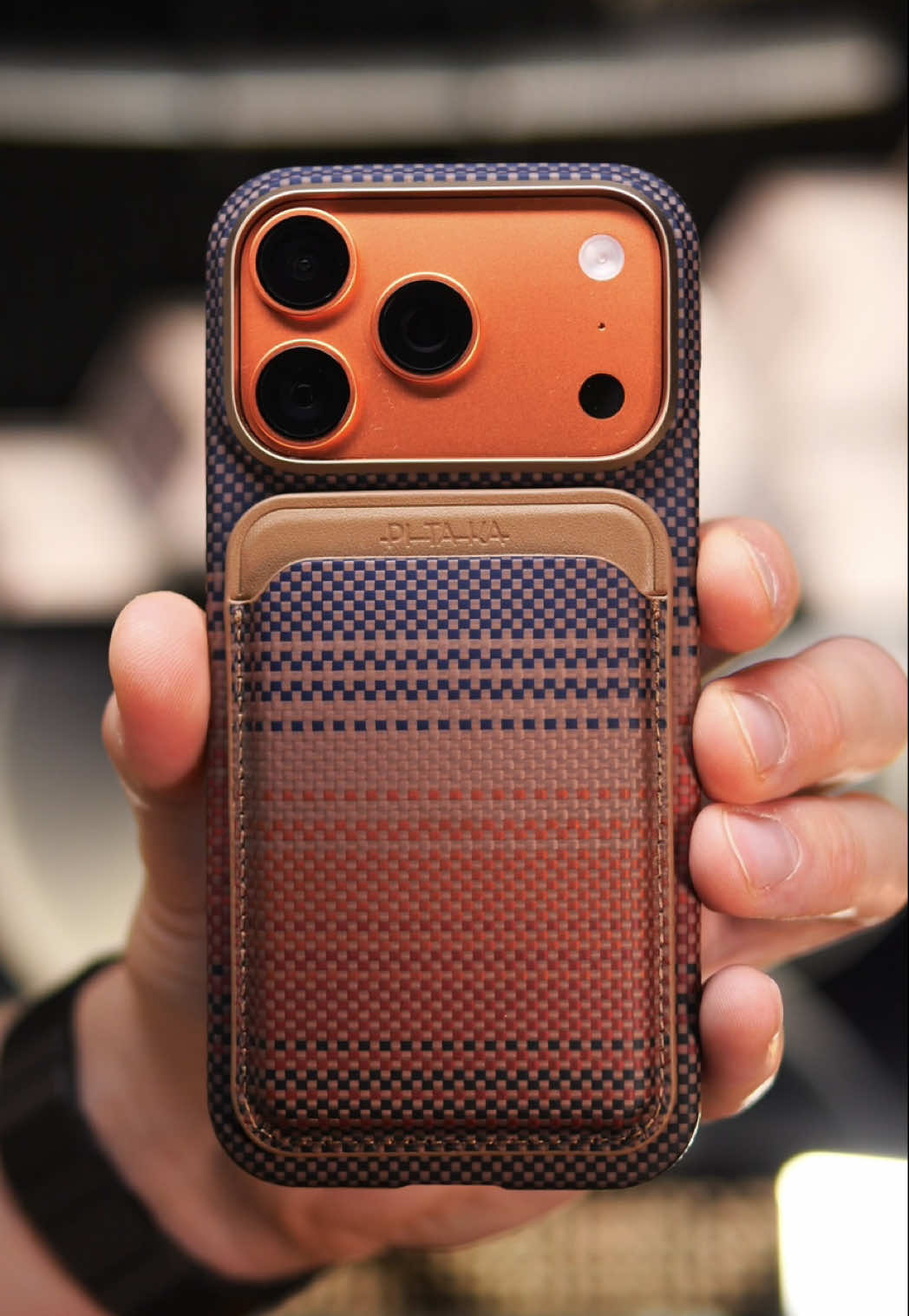 The Sunset combo from Pitaka goes together very well with iPhone 17 Pro in Cosmic Orange! 🦊🧡 @Pitaka  #iphone17pro #iphone17 #apple #techtok #iphonecase
