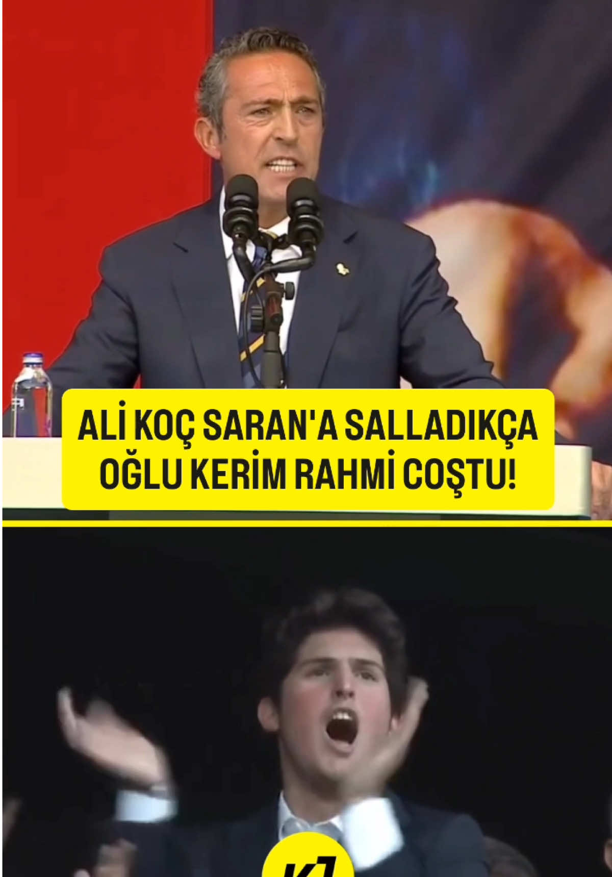 #Fenerbahçe Başkanı Ali Koç, seçimdeki rakibi Sadettin Saran'a salladıkça oğlu Kerim Rahmi Koç'u coşturdu! 