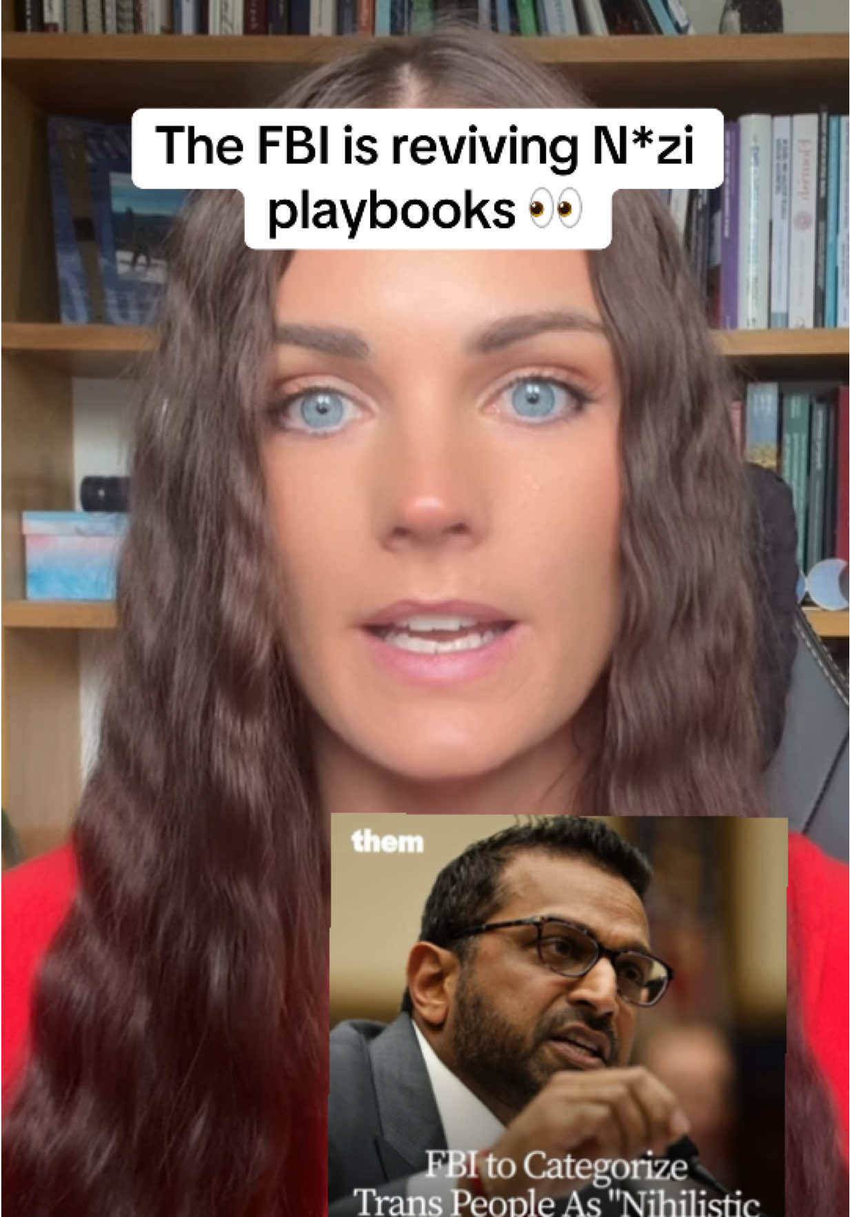 Labeling trans people as “extremists” is literally the N*zi playbook. Protect your neighbors🚨🏳️‍⚧️ PS - sorry for the weird glitchy video, I was in a rush but needed to speak on this absolute BS.  #transrights #politics #fbi #kashpatel #usa