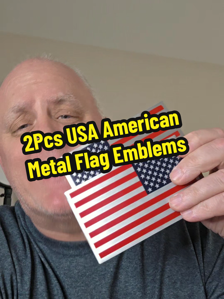 2Pcs USA American Metal Embossed Flag Emblems 