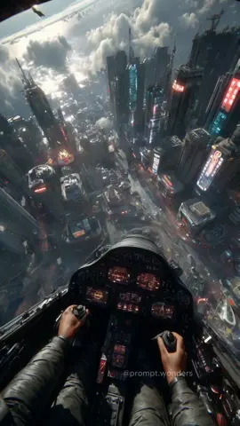 Spaceship pilot flies above a dense Cyberpunk mega-city. #pov #scifi #sciencefiction #cyberpunk #future 