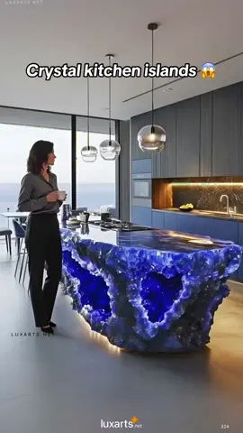 Loving these crystal kitchen islands — where luxury meets light ✨💎