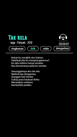 tak rela #liriklagu #lirikgoogle #takrela #lyrics #music #nyanyibareng #foryoupage #masukberandamuu  #xybca #4u #fyp 
