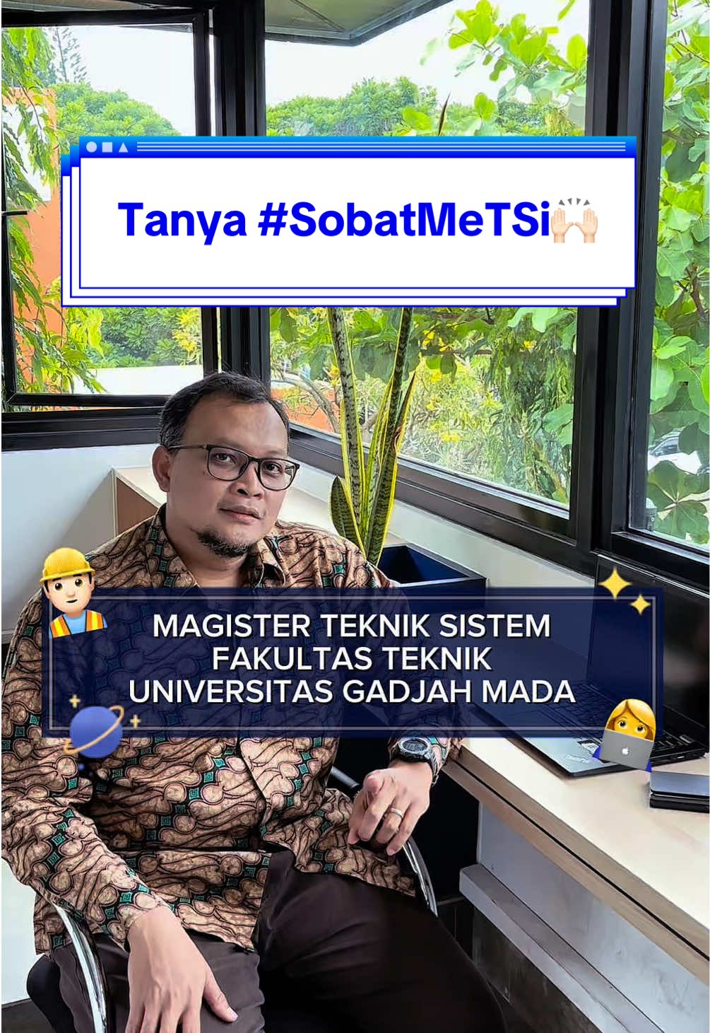 Hallo Sobat MeTSi!🙌🏻 Pada penasaran ga, apa alasan teman-teman memilih MeTSi FT UGM? Ayo kita kenalan dan tanya alasan Mahasiswa Baru MeTSi FT UGM! Jangan lupa tonton video ini sampai akhir yaaaa!!!! 👀 ___________________________________________ Bagi yang ingin tau kurikulum Program Studi Magister Teknik Sistem FT UGM, datang aja ke kampus nya di Jl. Teknika Utara No.3 Barek Yogyakarta, atau kunjungi website: https://metsi.ft.ugm.ac.id, Masuk Menu Akademik, silakan pilih sub menu mata kuliah di tiap semester. Informasi lebih lanjut hubungi 08112550405 Jangan lupa follow kami juga di: Instagram, LikendIn, Twitter, TikTok: @metsiftugm Facebook Page, Spotify, YouTube: Magister Teknik Sistem FT UGM #metsiugm #teknikugm #yogyakarta #fakultasteknik #magistertekniksistem 