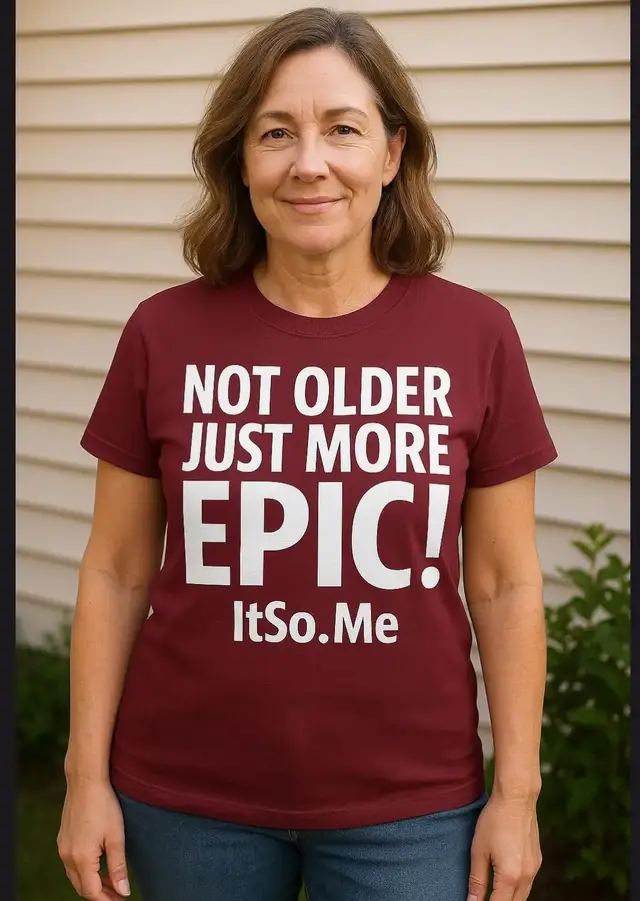Aging? Nah. You’re not older — you’re just more EPIC! 🎉 This tee is for everyone who knows life only gets better with time. Confidence, wisdom, and a little extra swagger… that’s what being epic is all about. 👉 ItSo.Me.  #ItSoMe #NotOlderJustEpic #EpicLife #AgeWithStyle #ItSoDotMe 