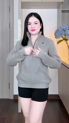 Áo Len Nam Nữ Kéo Khóa Cổ Trụ 