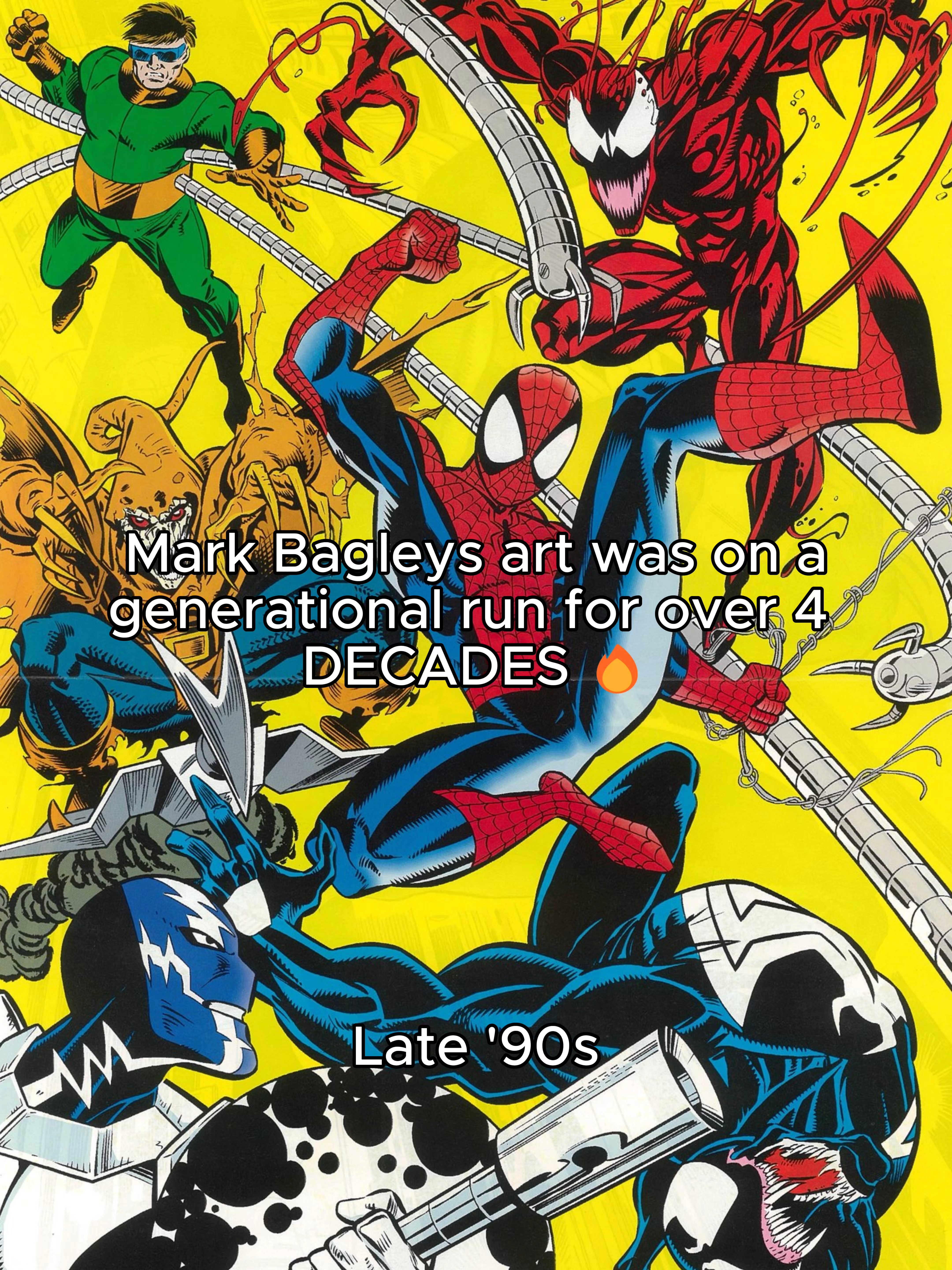 Which era was your favorite? Me personally, Early 2010s and present #Spiderman #spidermancomics #comics #ultimatespiderman #markbagley
