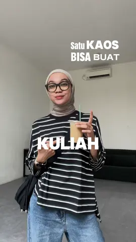 Satu kaos bisa buat kuliah lanjut cafe hopping, longsleeve nyaman dari @PLUMFIT #OOTD #stripetshirt #longsleeve #simpleoutfit 
