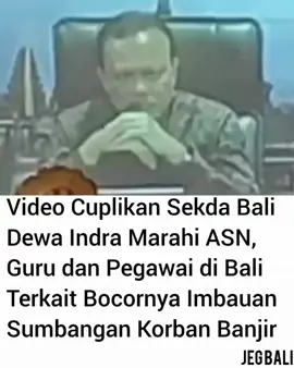 Viral video Sekda Provinsi Bali Dewa Made Indra, diduga dalam zoom meeting dengan ASN, guru, dan pegawai di Bali. Hal ini mencuat ramai karena ada imbauan sumbangan sukarela untuk korban banjir di Bali. Sementara itu, belum ada tanggapan dari Pemprov Bali atas video viral terkait. Bagaimana menurut semeton Piral Bali News? 🎥JegBali