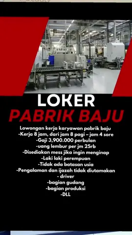 Lowongan kerja pabrik baju #lowongankerja #pabrik #baju #viral #loker 