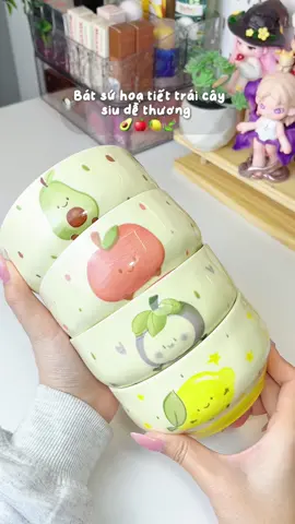 set bát sứ ăn cơm hoạ tiết trái cây 🥑🍎🍋🍃 #batsu #batsucute#batssuancom #setbatsu #thaothichriviu 