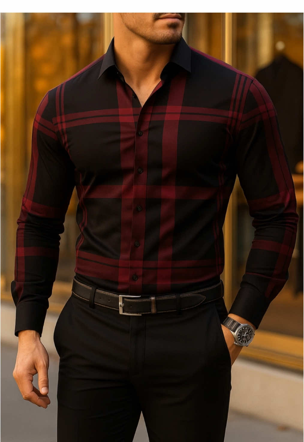 Men's Plaid Print Long Sleeve #OOTD #tiktokshop #menfashionstyle #fyp #gym 