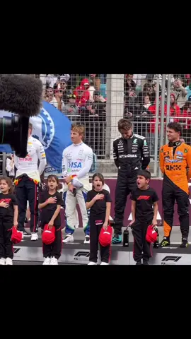 Russell , Lando and Piastri laughing during the national anthem ceremony at Baku 2025  #georgerussell #landonorris #oscarpiastri #F12025 #AzerbaidjanGP 