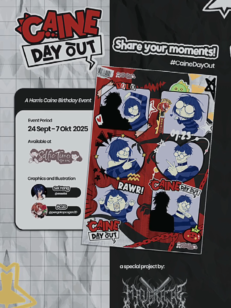 ‼️CAINMATES‼️  ready to strike a pose? 👀✨ Harris Caine birthday photobooth is here at @selfietimeid!  📅 24 Sept – 7 Okt 📍 Selfie Time (Location refer to the poster above) Don't miss it! Let's capture memories together & don't forget the magic tag #CaineDayOut