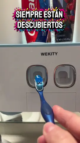 Protector para cepillos de diente con doble dispensador de pasta, práctico higiénico y moderno #TipsDeBaño #BañoOrganizado #paratii #dispensadordepastadental 