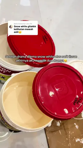 Membalas @Jess hir  Kita coba dua duanya biar ga penasaran😂 #bangunrumah #cattembok #nipponpaint  #snowwhite #softtissue 
