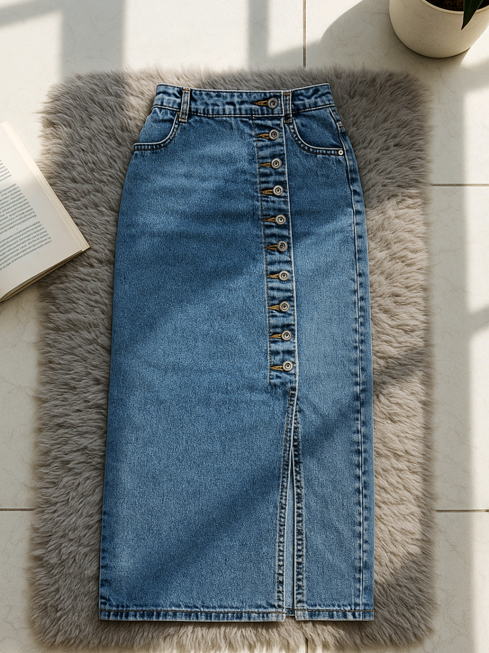 Rok Jeans Kancing Belah Samping Style Denim Casual Premium Panjang  #rokwanita #rokjeans #belahsamping #bahanpremium
