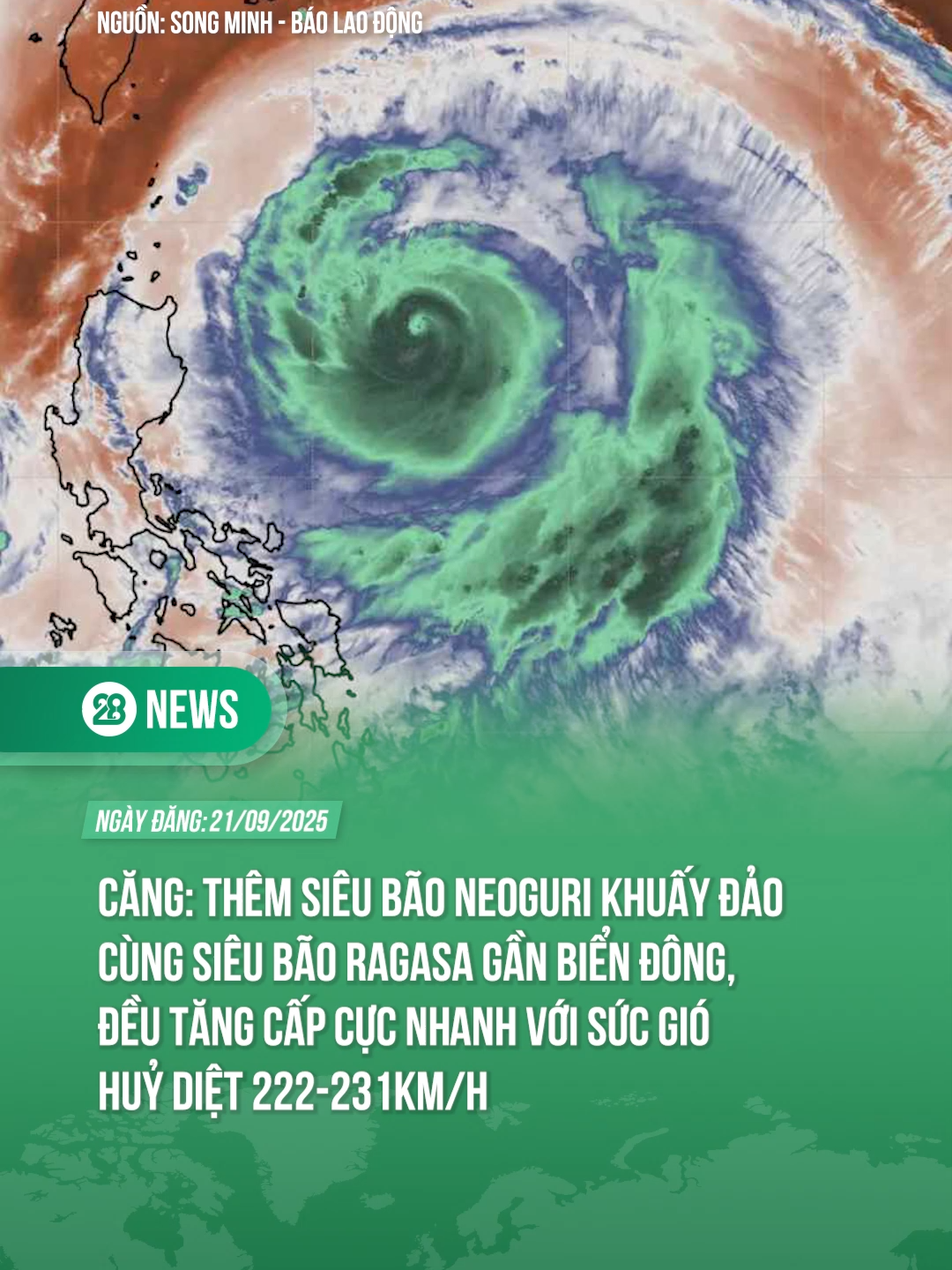 Thêm siêu bão Neoguri khuấy đảo cùng siêu bão Ragasa gần Biển Đông #theanh28 #theanh28news #tiktoknews
