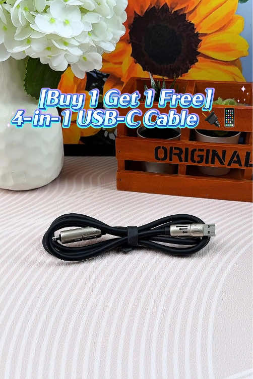 Get 2 cables for the price of 1 with this 6.6FT 4-in-1 USB-C cable! 🎉🔋 #USBCCable  #Buy1Get1Free  #FastCharging #TikTokShopRestock #TikTokShopBacktoSchool 