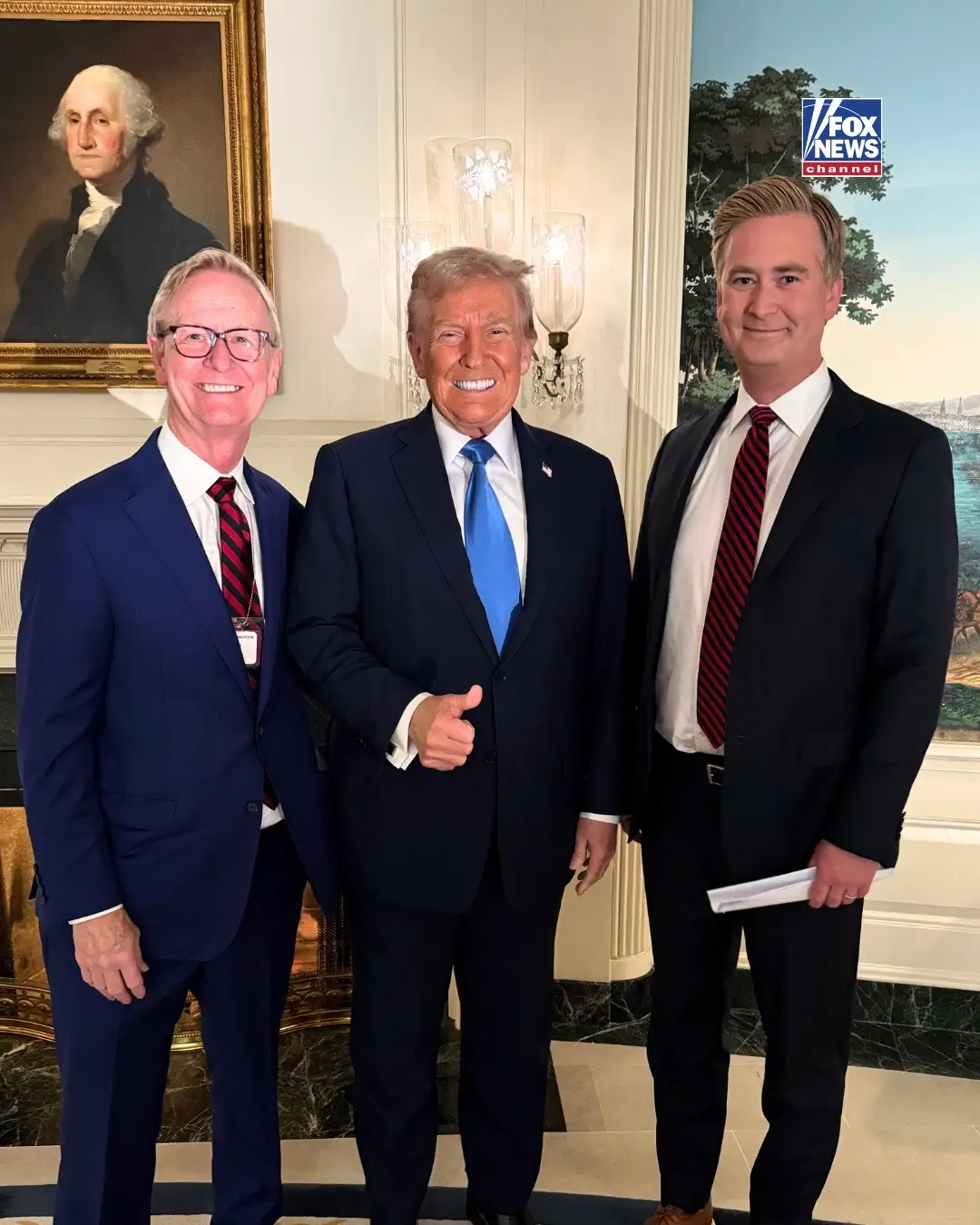 BEHIND THE SCENES: @Peter Doocy interviews President Trump for the premiere of ‘The Sunday Briefing.’