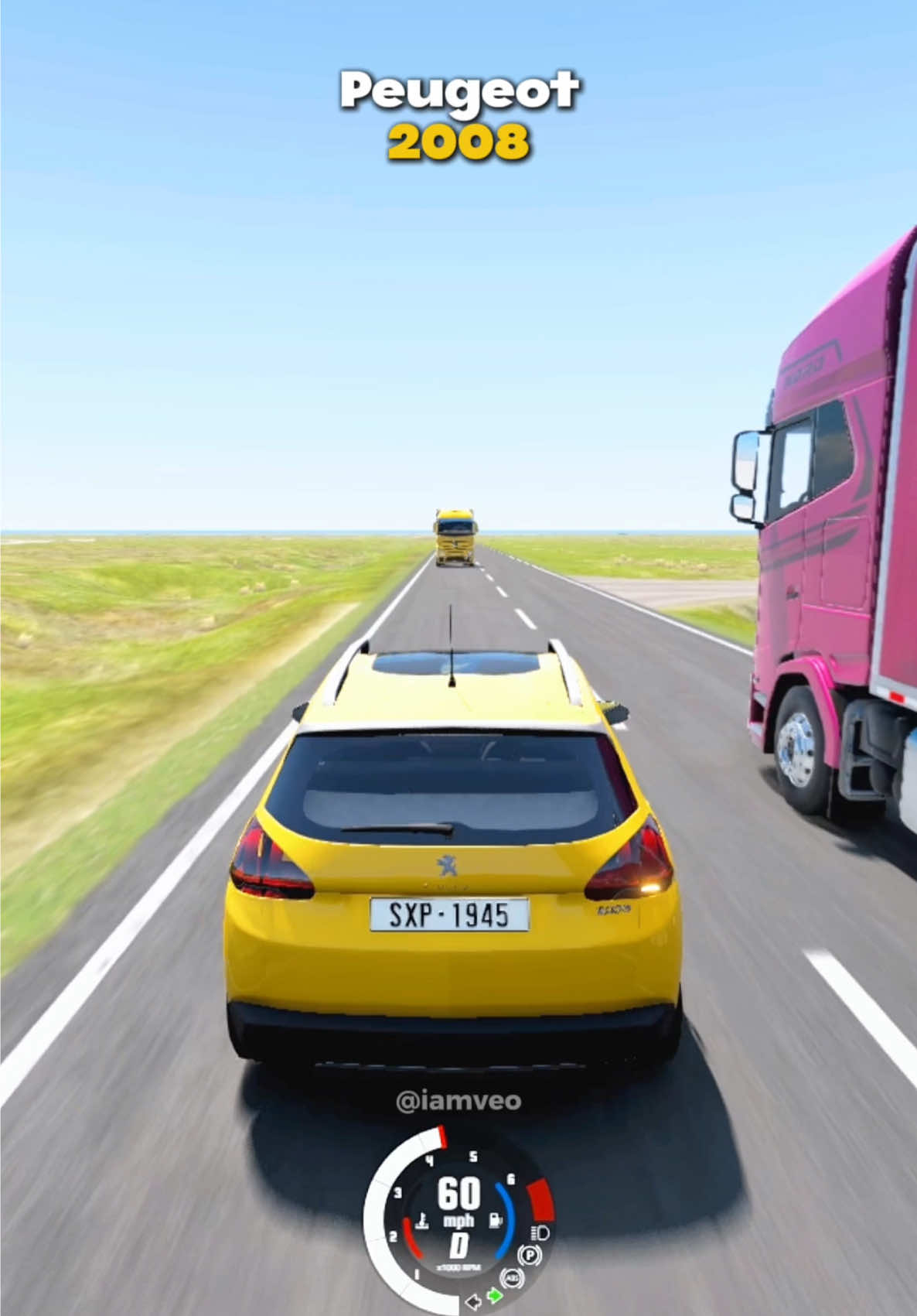 Quelle Voiture Dépasse Le Camion En Tout Sécurité?#beamngdrive #car #peugeot2008 #citroënc5aircross #daciasandero  @VEO🏅 