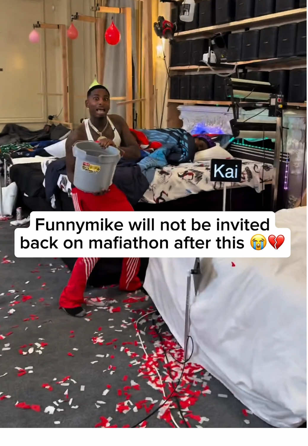 Funnymike will not be invited back on mafiathon after pouring a bucket of water on Kai Cenat 😭💔 #mafiathon3 #funnymike #kaicenatfunnymoments #kaicenattv 