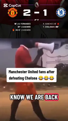 Manchester United fans reaction after winning 2-1 against Chelsea yesterday 😂😂😂 #manchesterunited #chelsea  #manunitedfans #reaction 