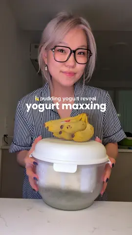 REVEAL 🍌🍮 y’all I ascended into the heavens LIKE IT’S HEALTHY & DELECTABLE?  lmk what other flavors I should make :3 #thickyogurt #yogurtmaxxing #dryyogurt #bananapudding #food   