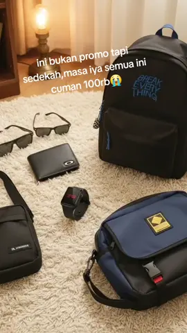 Paket jam tangan, slingbag, tas ransel, dompet, dan kacamata promo terbatas😎 #perlengkapanpria #promojamtangan #jamtangan #taspria #highmore 