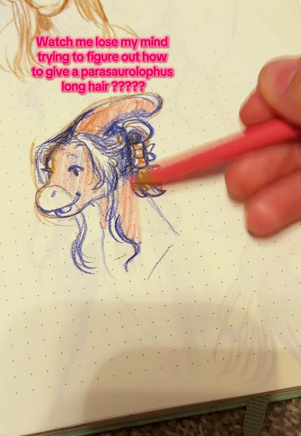 It is nearly impossible #parasaurolophus #dinosaur #coloredpencil #fypage #doodle