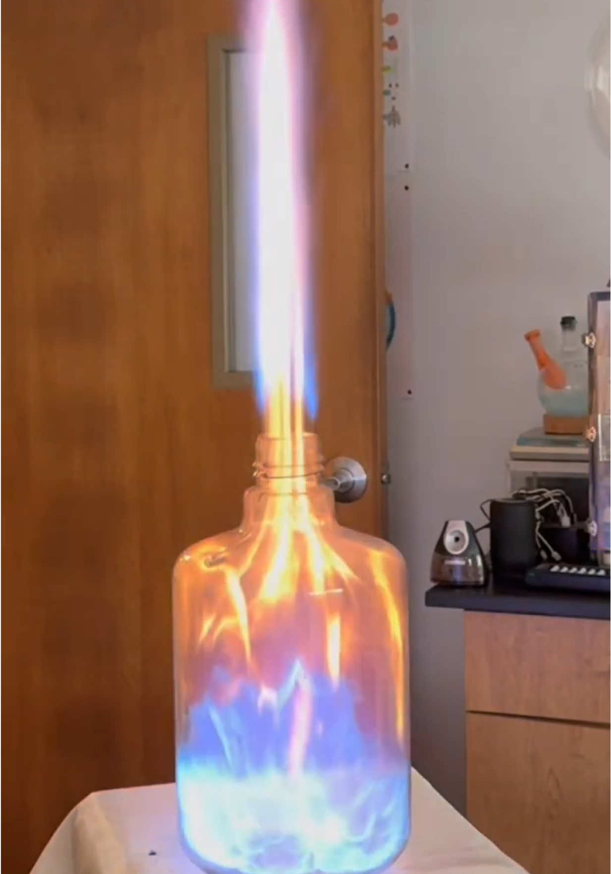 Hunter Deflagrates Propanol via Whoosh Bottle in RamZland!🔥 2C₃H₇OH+9O₂→6CO₂+8H₂O #STEM #RamZland #Experiment #EduTok