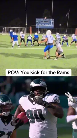Kickers were really on one today 😭 #eagles #nfl #blockedfieldgoal #football #rams 