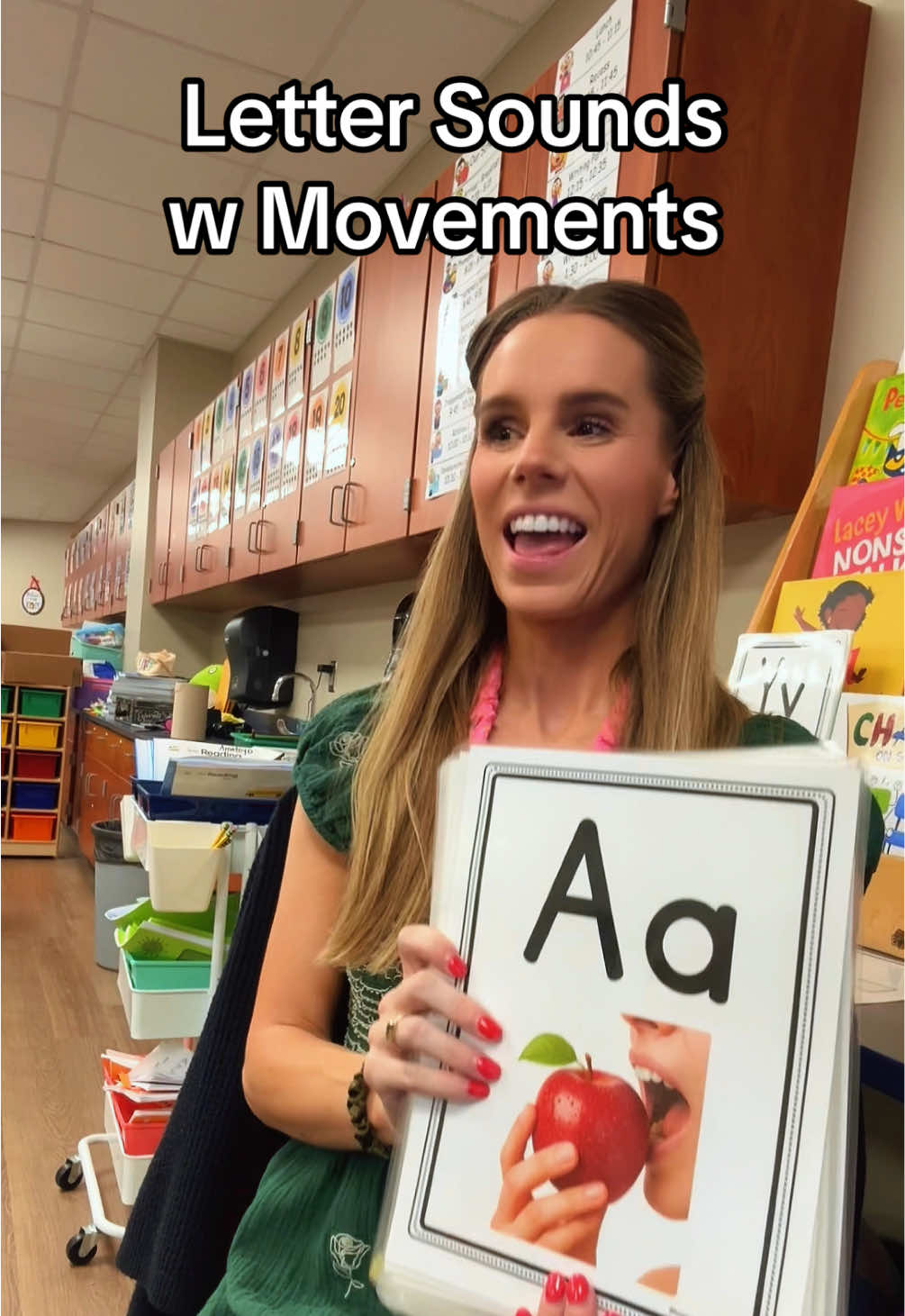 Letter sounds with movements!  Flashcards 2.0 😍 #letters #abc #kindergartenteacher #phonics #literacy 