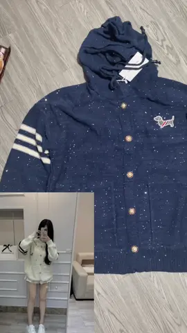 Áo khoác len t.h.o.m.e bling bling thêu cún hag L.1 #xuhuongtiktok #thoitrangnu #aokhoac #trending #moingaymotoutfit 
