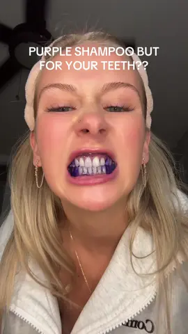 Literally purple shampoo but for your teeth!! #whiteteeth #teethwhitening #whitening #whitestrips  #whiteteethtips 
