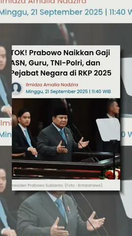 Kenaikan gaji ASN, Guru, TNI-Polri, dan pejabat negara berdasarkan Perpres No. 79 Tahun 2025 yang terkait RKP 2025: 🔍 Fakta Kenaikan Gaji Dasar Hukum & Waktu Berlaku Kebijakan kenaikan gaji ini diatur dalam Peraturan Presiden (Perpres) Nomor 79 Tahun 2025 tentang Pemutakhiran Rencana Kerja Pemerintah Tahun 2025.  Perpres ini mulai berlaku sejak 30 Juni 2025.  Siapa yang Dibantu / Terkena Kebijakan Kenaikan gaji ditujukan kepada: ASN, terutama guru, dosen, tenaga kesehatan, dan penyuluh  TNI & Polri  Pejabat negara  Masuk dalam Program Prioritas RKP 2025 Kenaikan gaji menjadi salah satu dari 8 Program Hasil Terbaik Cepat dalam RKP 2025, tepatnya pada poin ke-6.  ⚠️ Hal-yang Belum Jelas / Belum Diketahui Persentase atau besaran kenaikan masih belum diumumkan. Tidak ada angka resmi tentang berapa persen gaji akan naik.  Juga belum jelas apakah kenaikan akan serentak untuk semua golongan atau secara bertahap.  Belum ada rincian khusus per golongan/gaji pokok vs tunjangan vs total reward. 