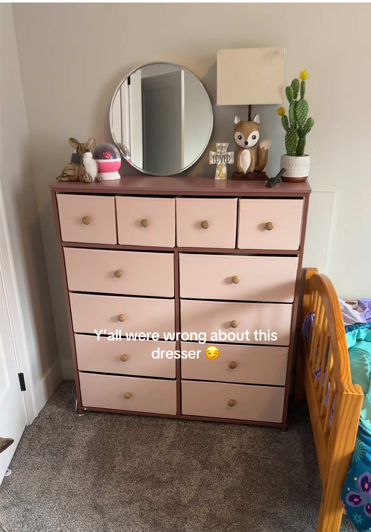 The pink color is perfect for a littles girl nursery or big girl room  #nurserydresser #nurserydecor #dresser 