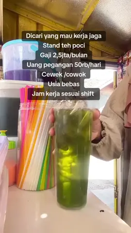 Dicari yang mau kerja jaga stand es teh poci Gaji 2,5jta/bulan  kerja sesuai shift  Uang pegangan 50rb/hari Cewek/cowok  Usia bebas  Jam kerja sesuai shift  #lowongankerja2025  #tehpoci#infoloker  #lokertehpoci #fypviral 