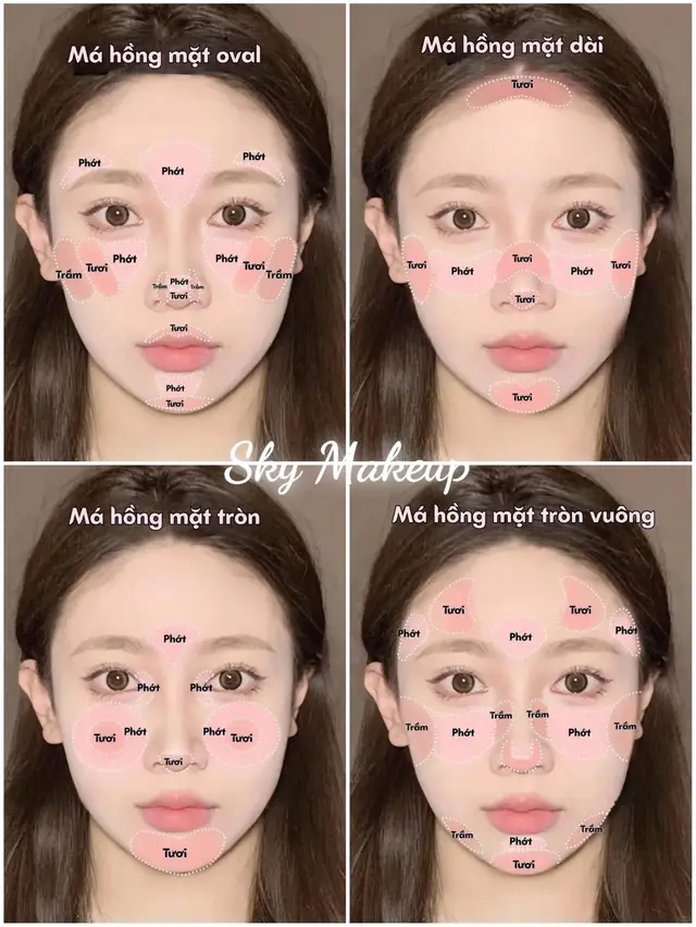 Hướng dẫn cách kiểu đánh má hồng tùy từng dáng mặt #sky #skymakeup #trangdiem #dạytrangđiểmcánhân #makeupq6 