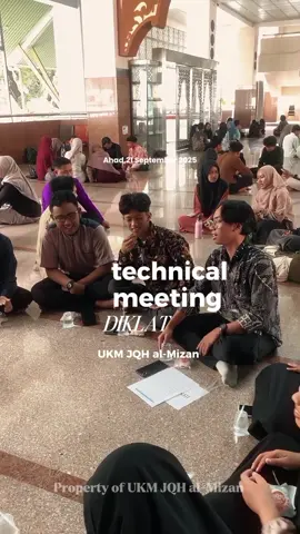 ✨ Dokumentasi TM DIKLAT UKM JQH AL-MIZAN 2025 ✨ Seru, hangat, dan penuh semangat! 🔥 Inilah potret kebersamaan kita di Technical Meeting Diklat UKM JQH AL-MIZAN 🎶. Dari awal sampai akhir, setiap momen jadi bagian penting menuju perjalanan besar kita bersama 💫 Technical Meeting bukan sekadar kumpul, tapi awal dari kisah baru. Yuk, persiapkan diri sebaik mungkin dan mari ciptakan kenangan indah di Diklat nanti! 🚀🤍 Stay tune dan jangan lupa… perjalanan baru kita sebentar lagi dimulai! 🌟” For more information : 💟 Ig : @ukmjqhalmizan 🔵 Fb : JQH Al-Mizan ✖ Twitter : @ukmjqhalmizan 🔴 Youtube : ukmjqhalmizan 🌐 Website : http://almizan.uin-suka.ac.id 🎶 Tiktok : @ukmjqhalmizan98