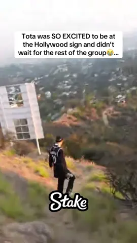 Tota was SO EXCITED to be at the Hollywood sign and didn’t wait for the rest of the group😭… #kaicenat #tota #mafiathon3 