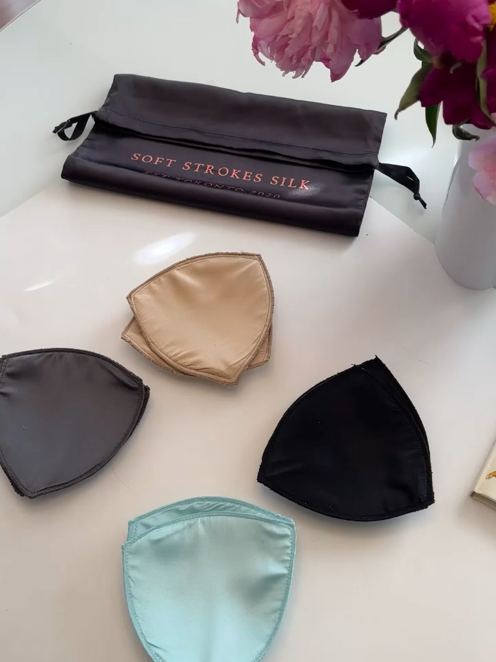 Here we have some more of our zero waste bra pads. These were all made from leftover silk that we had from previous orders, and rather than throw out the scraps we decided to make them into something new. #softstrokessilk #torontosmallbusiness #shopsmall #silk #mulberrysilk #canadianbrand #smallbrandlove #independentfashion #shopindependent #handmade #madewithlove #madetoorder #bespoke #customorder #silklingerie #sustainablefashion #zerowaste