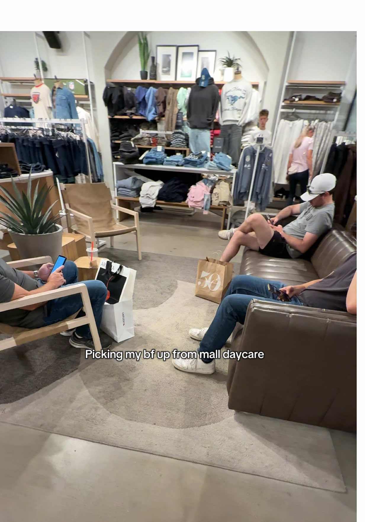 Couches in the mall = bf/husband daycare #boyfriend #daycare #funny #shopping #bf 