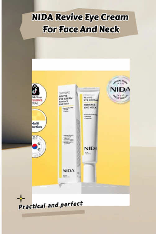 NIDA Revive Eye Cream For Face And Neck (40mL) / Probiotic Solution, Retinal, Peptide / Wrinkles, Fine Lines, Aging Skin