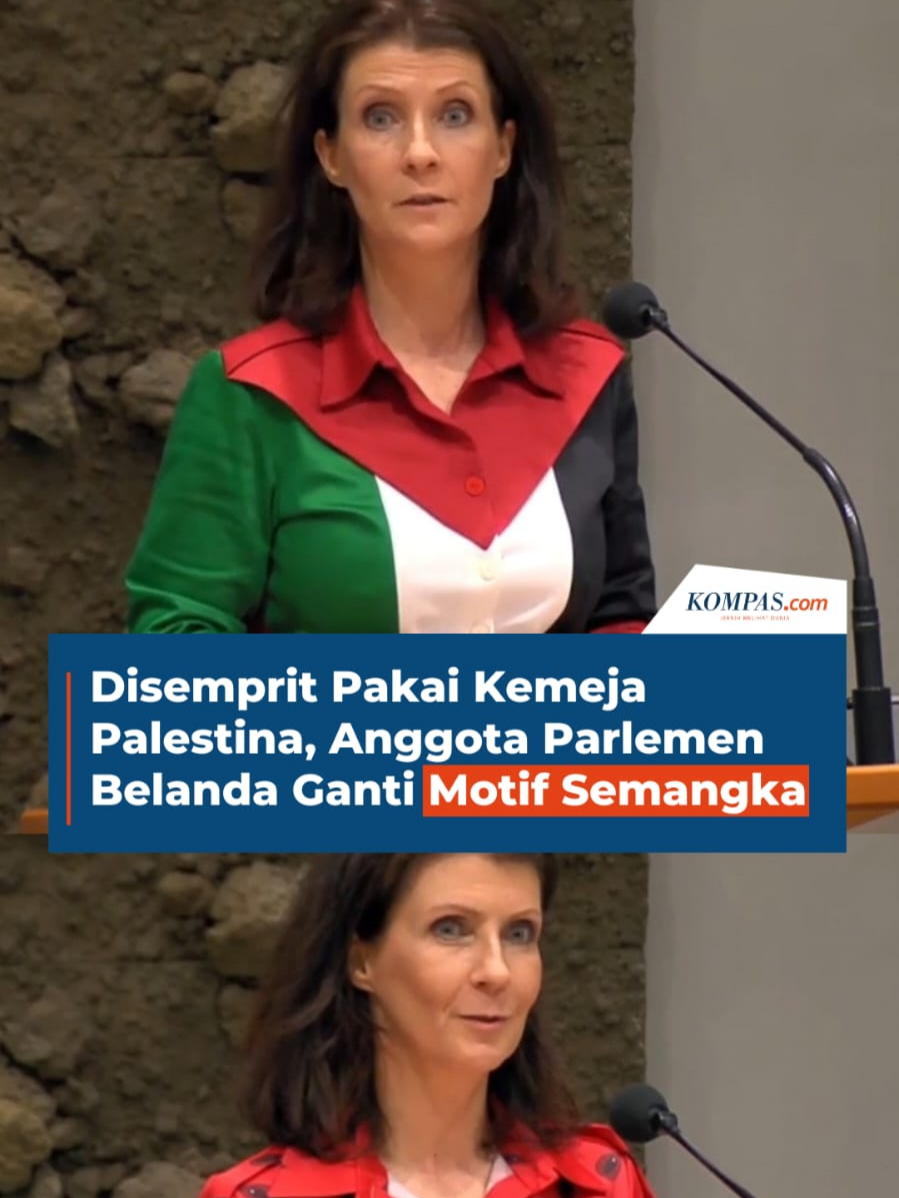 Anggota Parlemen Belanda, Esther Ouwehand, mencuri perhatian setelah mengenakan busana bertema Palestina saat sidang parlemen, Jumat (19/9/2025).  Aksinya sempat diprotes ketua parlemen, tapi Pemimpin Partai untuk Hewan itu kembali hadir dengan kaus bergambar semangka, simbol solidaritas untuk rakyat Palestina. Sumber: Viory Kreatif: Safira Nurulita  Produser: Reza Kurnia Darmawan ` #Palestina #Gaza #Belanda #Global ##voice