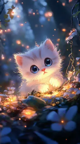 Live Wallpaper 4K - Anime Kitten Floral Forest #livewallpaper #wallpaper #fyp #kitten  #klingai 