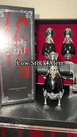 LOW STOCK ALERT! Don’t wait on these, they sell out quickly! #sushiglowcosmetics #bloodyliptint #liptint #lipstain #liptints 
