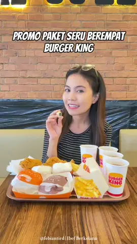 Burger King di TikTok ada paket ramean berempat loh dan diskonnya gede bgt dari 235rb cuma jadi 132rban aja. Cuss ambil promonya di tag lokasi video ini #GoAcademyDiningSep #promoseruweekend #nexentertainment #nexent #burgerking 