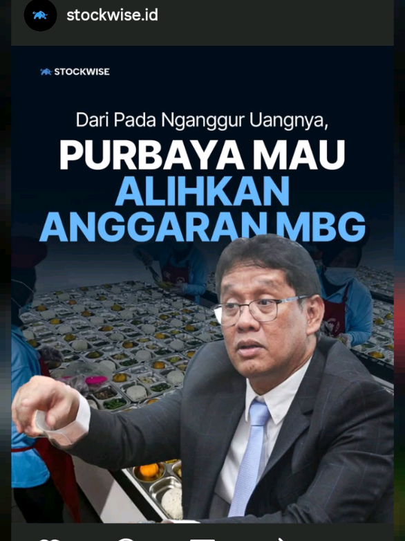 Setuju gak kalian? 👀 Berita: Menteri Keuangan (Menkeu) Purbaya Yudhi Sadewa menegaskan, anggaran program Makan Bergizi Gratis (MBG) bisa dialihkan ke program lain jika penyerapannya rendah. Salah satu opsi yang disiapkan adalah memperluas program bantuan pangan berupa beras 10 kilogram untuk masyarakat. “Saya akan alihkan ke tempat lain yang lebih siap atau ke masyarakat, seperti perluasan bantuan yang 2 kali 10 kilogram beras,” kata Purbaya di Kompleks Istana Kepresidenan, Jakarta Pusat, Jumat (19/9/2025). #stockwise #andryhakim #saham #sahamindonesia #beritasaham 